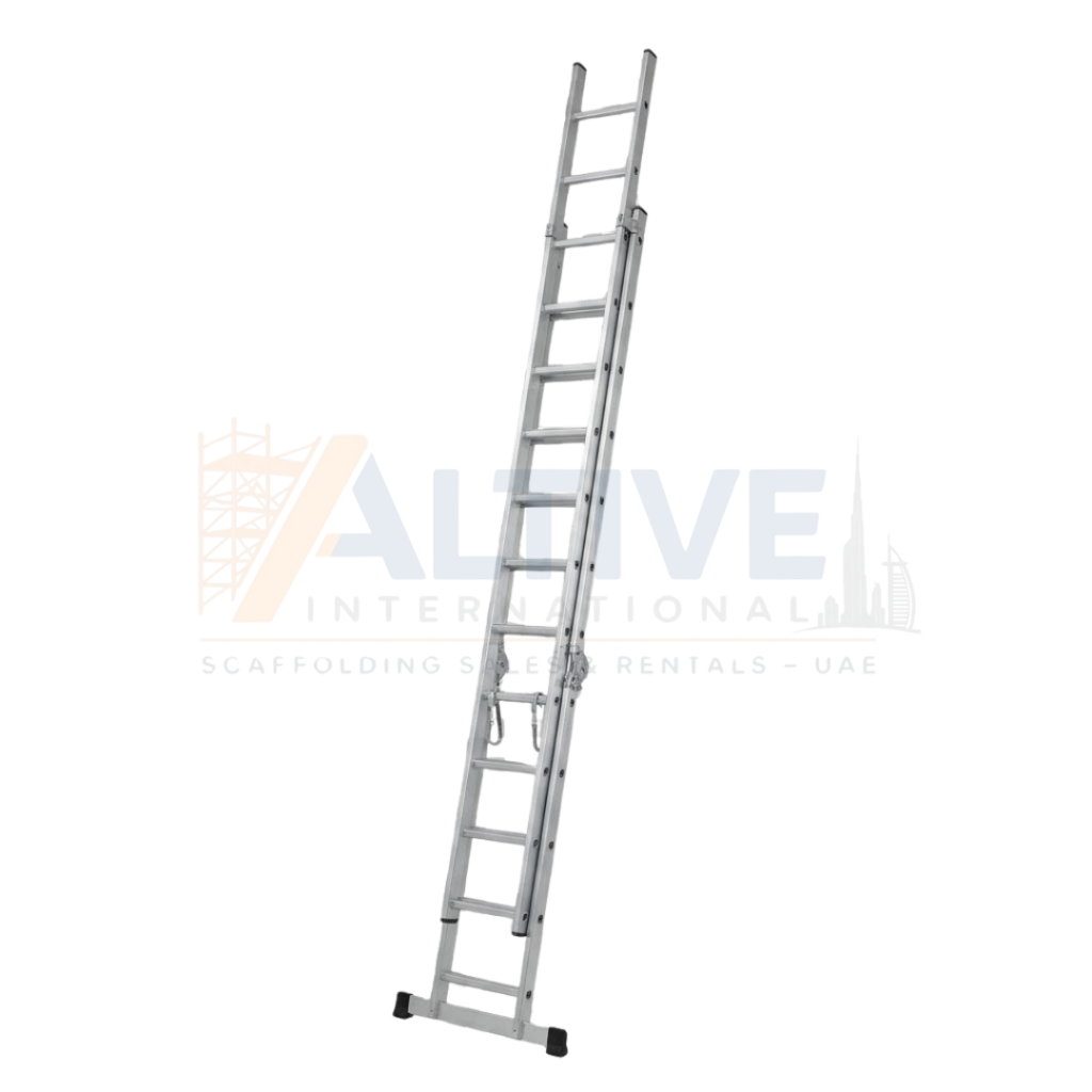 double section straight aluminium ladder extended to reach higher areas in UAE