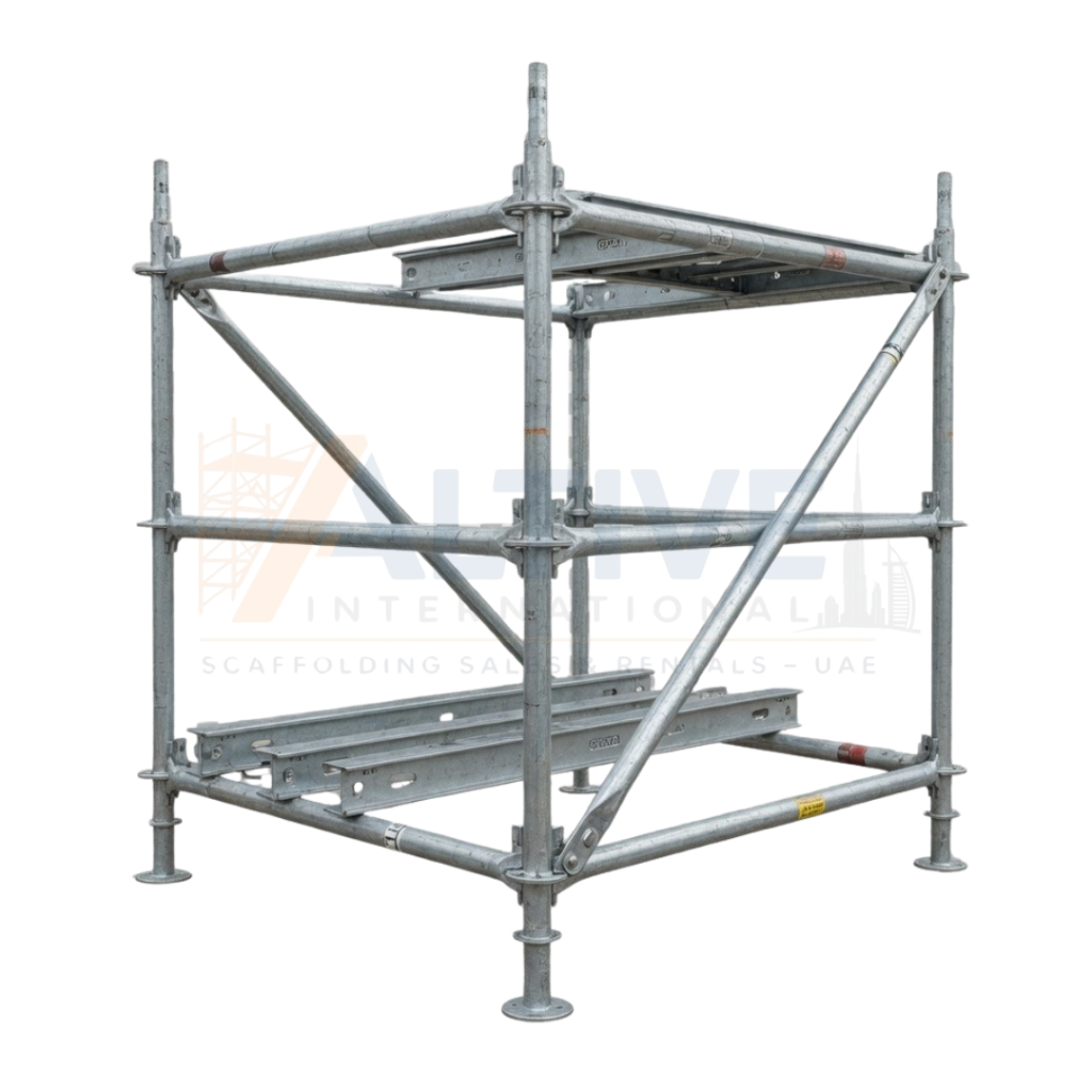 scaffolding cuplock system with node locking mechanism used in UAE construction