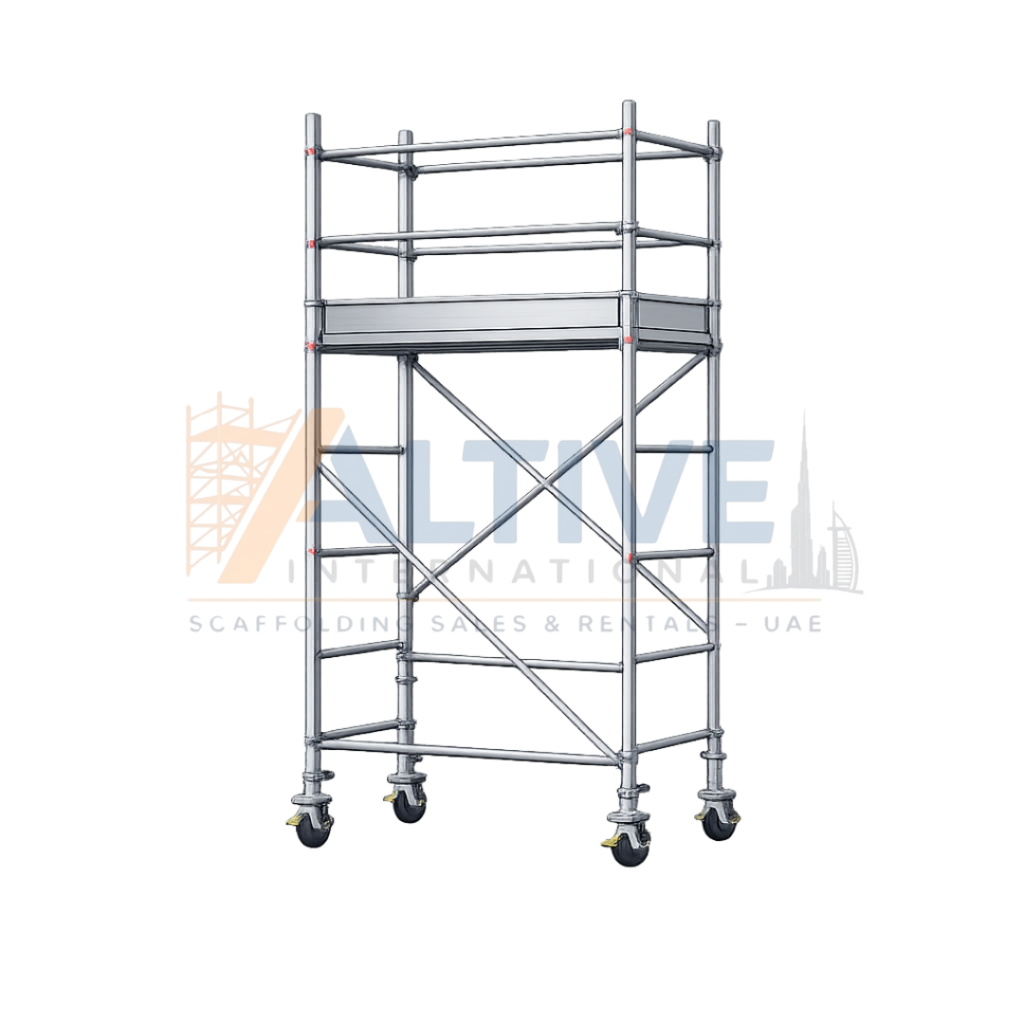 single width aluminium scaffolding used in narrow spaces and tight access areas in UAE
