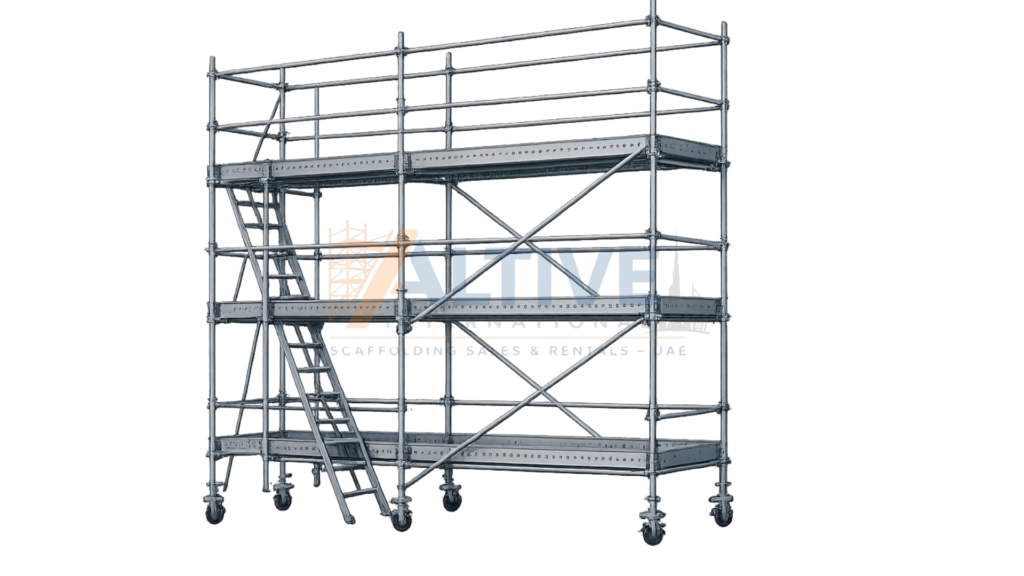 heavy duty steel scaffolding structure used in large scale construction projects in UAE