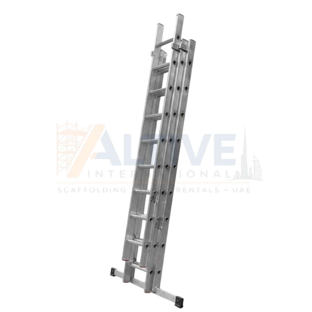 triple section straight aluminium ladder fully extended for high reach work in UAE